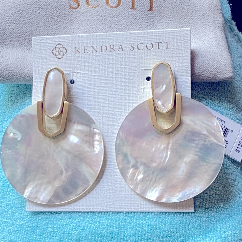 Kendra Scott Gold and Mother of Pearl Diane Earrings
